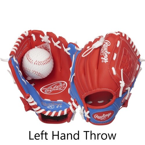 Rawlings Players Series Youth Glove & Ball Set 9 inch Red/Blue LHT