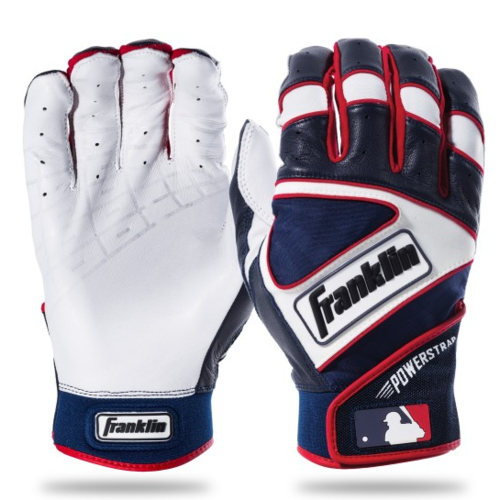 Franklin Powerstrap Batting Gloves - White/Navy/Red