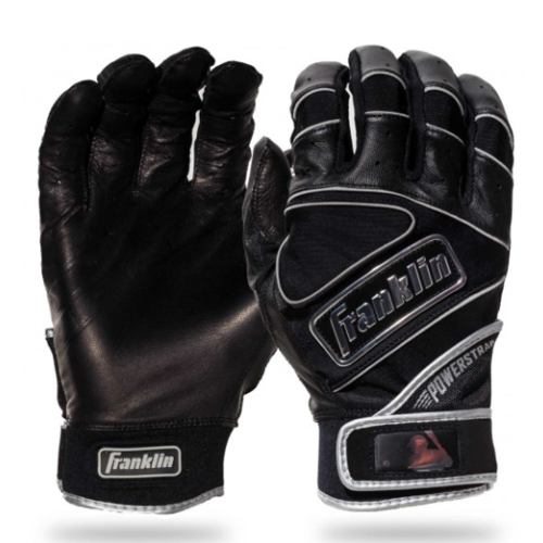 Franklin Powerstrap Chrome Batting Gloves - Black