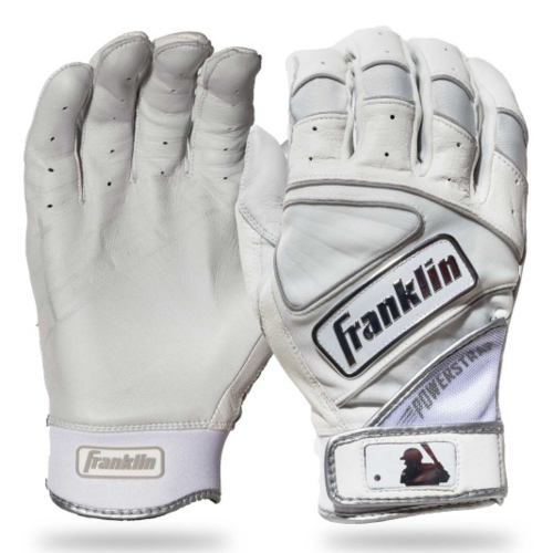 Franklin Powerstrap Chrome Batting Gloves - White
