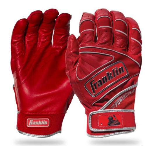 Franklin Powerstrap Chrome Batting Gloves - Red
