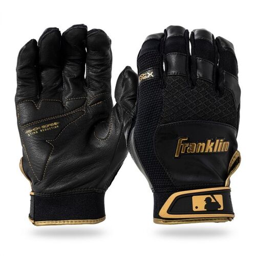 Franklin Shok-Sorb X YOUTH Padded Batting Gloves Black/Gold