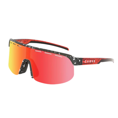 Carve VELOCITY Performance Sunglasses - Black Splatter/Grey/Red