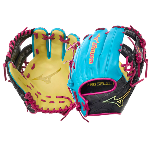 Mizuno 2027 Pro Select DynaCage 11.5 inch Infield Glove - Blue/Yellow/Pink