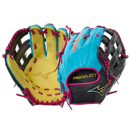 Mizuno 2027 Pro Select DynaCage 12.75 inch Outfield Glove - Blue/Yellow/Pink