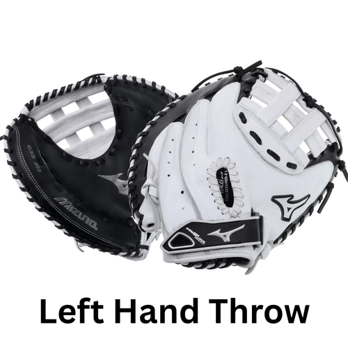 Mizuno Prospect Select Youth LHT Softball Catchers Glove GSX103 - Black/White - Left Hand Throw