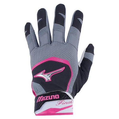 Mizuno LADIES Finch Batting Gloves - Grey/Pink