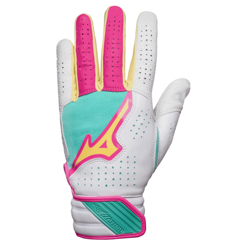 Mizuno Pro Select LADIES Batting Gloves - White/Teal/Pink