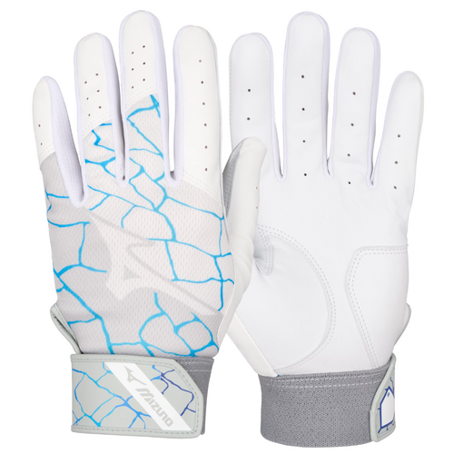 Mizuno MVP ADULT Batting Gloves - White/Blue
