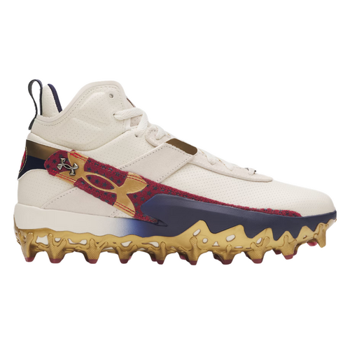 Under Armour Harper 10 Pro TPU Mid Moulded Cleats - Stone/Navy/Red