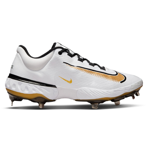 Nike Alpha Huarache Elite 4 Low Metal Cleats - White/Gold