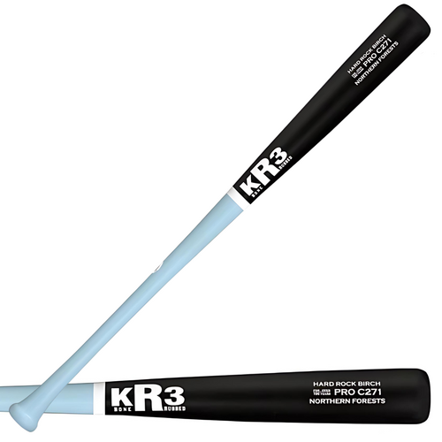KR3 Custom Pro Birch C271 Baseball Bat - Black/Aqua