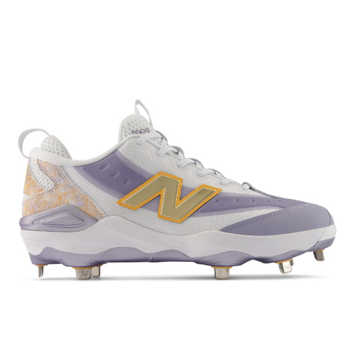 New Balance 3000v8 2E Metal Cleats - White/Gold/Grey