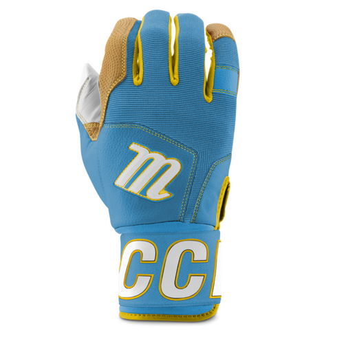Marucci Blacksmith V2 Wrist Wrap Batting Gloves - Carolina/Yellow