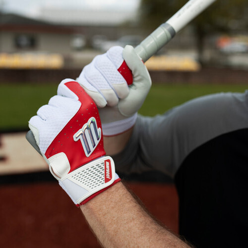 Marucci Crest Leather Batting Gloves - Red