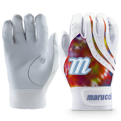 Marucci Iris Youth Batting Gloves - Blue/Pink Tie-Dye