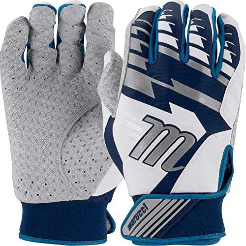 Marucci Tesoro Leather Batting Gloves - Navy/Carolina