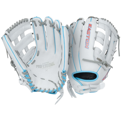 Easton Professional Collection Softball Glove 13 inch - White/Blue/Pink