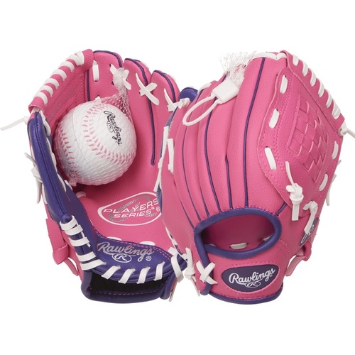 Rawlings Players Series Youth Glove and Ball Set 9 inch - Pink/Purple