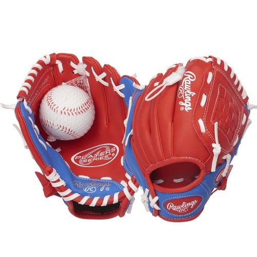 Rawlings Players Series Youth Glove and Ball Set 9 inch - Red/Blue