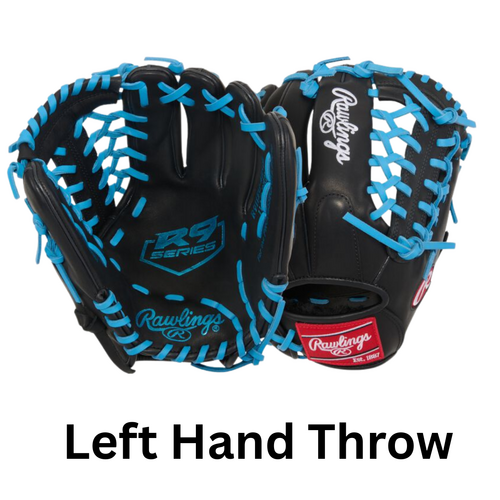 Rawlings R9 Contour LHT Baseball Glove 11.5 inch - Black/Blue - Left Hand Throw