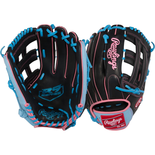 Rawlings R9 Series Outfield Glove - 12.75 inch Black/Blue/Pink