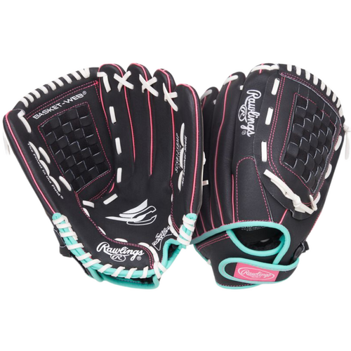 Rawlings Sure Catch Softball Glove 12 inch Black/Mint/Pink