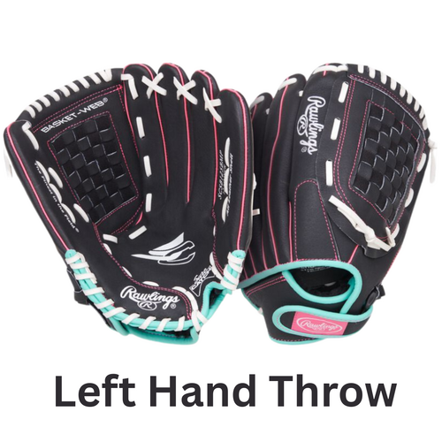 Rawlings Sure Catch Softball LHT Glove 12 inch Black/Mint/Pink - Left Hand Throw