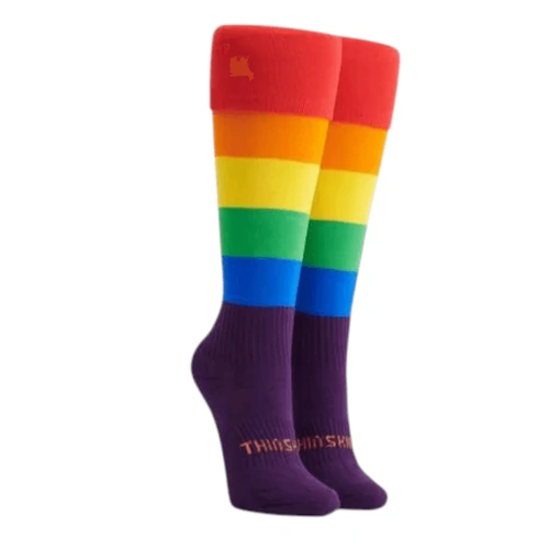 Thinksins Plain Baseball / Softball Socks - Rainbow Stripe