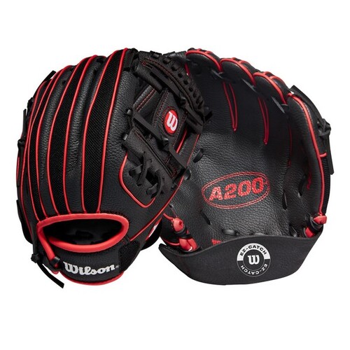 Wilson A200 EZ-Catch Black/Red Youth Glove 10 inch