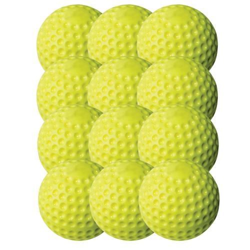 Yellow Dimple Softballs 12" DOZEN for Pitching Machines